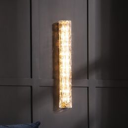 Crystal LED Wall Lights Lamp Cpper Foyer Bedside TV Background Wall Sconce Rectangle Home Lighting Fixtures Nordic Dropshipping