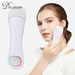 Facial Cleansing Brush LED light Electric Face Device for Deep Cleaning Gentle Exfoliating Massaging Skin Wash220429