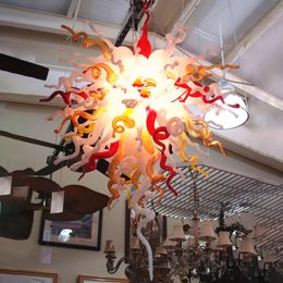 Modern LED Pendant Lamp White Red Amber Colour Hand Blown Glass Chandeliers Lighting