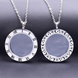 Pendant Necklaces Black White Screw Roma Letters Star Moon Sun Lockets Necklace For Women Men Jewellery Chain Floating Locket Charm NecklacePe