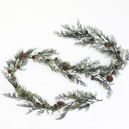 Decorative Flowers & Wreaths Artificial Pine Cones Vine Christmas Decoration Snowflake Branches Green Garland Leaves Wreath Wall Decor For W