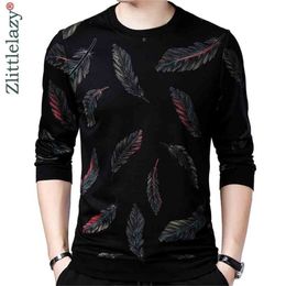 Designer Pullover Feather Men Sweater Mensthin Jersey Knitted Sweaters Mens Wear Slim Fit Knitwear Fashion Clothing 41241 210804
