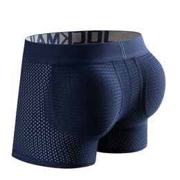 Sexy Men Padded Underwear Mesh Boxer Buttoceks Lifter Enlarge Butt Push Up Pad Underpants cueca Penis Pouch Panties Trunks 220505