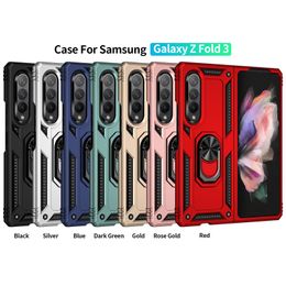 Military Shockproof Heavy Duty Cases Hybrid Armor Ring Stand Magnetic Car Mount Shockproof Rugged Cover For Samsung Galaxy Z Flip 4 5G Fold 3 Fold3 Flip3 Fold4 Flip4