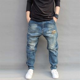 Mens Jeans Casual Joggers Plus Size Hip Hop Harem Denim Pants Camouflage Patchwork Quality Trousers Blue Jeans Male Clothes T200614