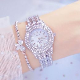 Wristwatches Fashion Diamond Watches For Women Stainless Steel Silver Full Ladies Watch Rhinestone Famale 2022
