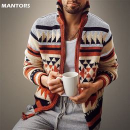 Vintage Cardigan Mens Sweater Casual Jacquard Fashion Coat Knitted Cardigans Autumn Winter Oversized 220804