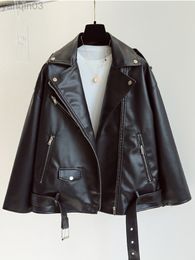 SEDUTMO Winter Oversize Faux Leather Jacket Women Punk Biker Motorcycle Coat With Belt Autumn Streetwear Casual Outerwear L220801