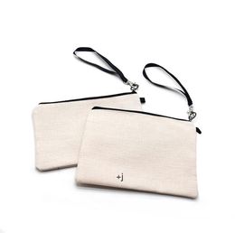 Sublimation Blanks Cosmetic Bag Favour Linen Multi-function Coin Purse Soild Colour Mobile Phone Bags Portable Makeup Pouch