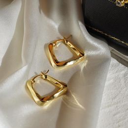 Hoop & Huggie Exquisite Gold Square Stud Earrings For Women Female Earring Creative Retro Copper Plated Wedding Birthday Jewelry GiftHoop Ki