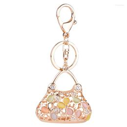 Keychains Metal Rhinestone-Crystal Flower-shape Handbag Keychain Fashion Keyring Gift Girls Chram Key Chain Ring Chaveiro Feminino Miri22
