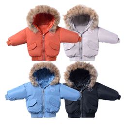 2019 Winter Boys Girls Down Jackets Hooded Jackets Children Warm Thick Jacket Kids Clothes Outerwear Boy Girl Jackets Ski Jacket J220718