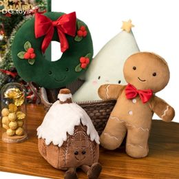 Christmas Ginger Bread Plush Pillow Stuffed Chocolate Cookie House Shape Decor Cushion Funny XMas Tree Party Decor Doll Plushie 220815