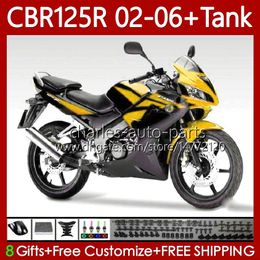 +Tank cover For HONDA Yellow black CBR-125 CBR 125 R CC 125R 2002-2006 Bodywork 124No.155 CBR-125R 125CC CBR125R 02 03 04 05 06 CBR125RR 2002 2003 2004 2005 2006 OEM Fairing