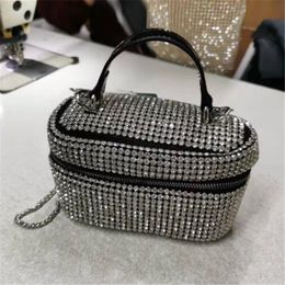 Luxury Rhinestone Makeup Bags Chain Shiny Diamonds Lady Handbag Fashion Cute Shoulder Crossbody Bags