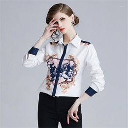 Women's Blouses & Shirts 2022 Summer Long Sleeve Shirt Womens Tops And Plus Size High Quality Designer Runway Top Vintage Blouse Camisa Femi