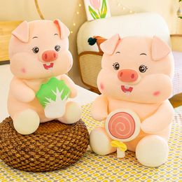 New cute cabbage lollipop pig plush toy cartoon foodie pig doll children's birthday gift