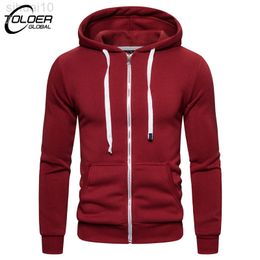 2022 New Men's Hoodies Sweatshirts Zipper Hoodie Jacket Solid Color Hoody Sweatshirt For Male Fleece Autumn Sport Slim Fit Coat L220730