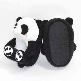 2022 Funny Design Panda Women Slippers Winter Home Plush Shoes Slides Female Indoor Cartoon Animals Bear Furry Slippers Ladies G220730