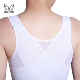 lesbian Chest Binder vest Lesbian Casual Breathable Buckle short Tops Bandage Breast Binder Correction underwear Anti humpback LJ200814