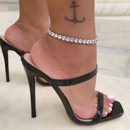 Anklets Sexy Women's Big Rhinestone Tennis Anklet Chain For Simple BLING Crystal Beach Sandals Jewellery Marc22