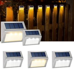 LED Solar LAMP Outdoor Step Lighting Stainless Steel Fence Light Wireless Waterproof Decorative Lights Suitable for Courtyards