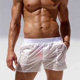 Homme Translucide Brillant Mince Swim non doublés Boxer Shorts Light Shell Blanc 2XL 42"