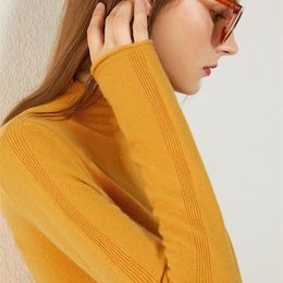 Amii Minimalism Autumn Winter Sweaters For Women Fasion 100% Cashmere Solid Turtleneck Sweater Women's sweater 12040857 201128