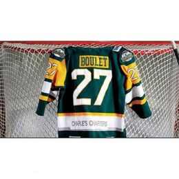 Chen37 custom green yellow Real real Full embroidery #27 Humboldt Broncos Logan Boulet Vintage Hockey Jersey or custom any name or number Jersey