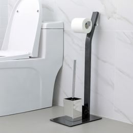 Towel Rods Bathroom Accessories Sus304 Stainless Steel Standing Black Creative Toilet Brush&Toilet Paper Holder Y200407