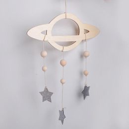 Decorative Objects & Figurines Nordic Wooden Planet Star Cloud Raindrop Hanging Ornaments Baby Kids Room Wall Decor Nursery Decoration Pogra