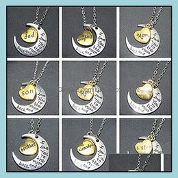 Pendant Necklaces Statement Engraving Jewellery I Love You Sun And Moon Sier Gold Chains Drop D Baby Dmf