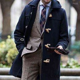 Men's Wool & Blends Winter Casual Vintage Mens Woollen Coat Solid Long Sleeve Turn-down Collar Jacket T220810