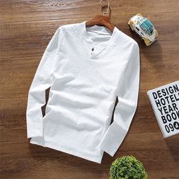 autumn Mens Cotton and linen long sleeve Tshirts menHigh Quality Fashion casual Tshirt men size M4XL5XL CY062 201116