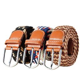 Belts Woman Casual Knitted Pin Buckle Belt For Men Woven Canvas Elastic Expandable Braided Stretch Women JeansBelts