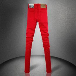 Spring Summer 2021 New Style Korean Fashion Men Red Stretch Pencil Pants Skinny Jeans Men School Teenager Pencil Pants for Boys