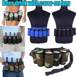 wine beer bottles Canada - Belts Selling Portable 6 Pack Beer Wine Bottle Beverage Soda Can Holster Drink Waist Bag Party Holder Belt