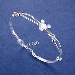 New 925 Silver Bracelets Hot For Women Fine Small Bangle Adjustable Jewelry Fashion Wedding Party Christmas Gift