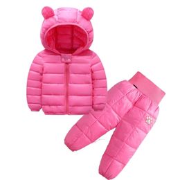 Autumn And Winter Baby Boys Cute Children's Down Cotton Girls Kids Infant Baby Two-piece Jacket Pants Girls Suit LJ201130
