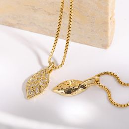 Pendant Necklaces KouCh 50pcs Customise Luxury Leaf Necklace With Cubiz Zirconia Stainless Steel Gold Colour Box Chains Never FadePendant Nec