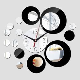 Wall Clocks Real Quartz Watch Living Room Double Colour 3d Geometric Home Decor Stickers Still Life Diy Mirror Acrylic ClocksWall