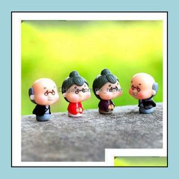 Mini Grandma Grandpa Ornament Doll Figurines Miniature Fairy Garden Gnome Decoration Moss Terrarium Accessories Handmade Crafts Diy Drop Del