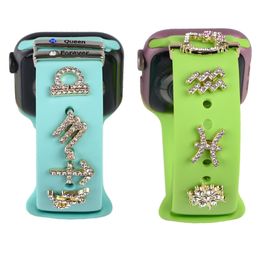 Metal Zodiac Watch Decoration Charms For Apple Band Bracelet Leg Decorative Nails For Iwatch Sport Strap Ornament Accessories bow flower