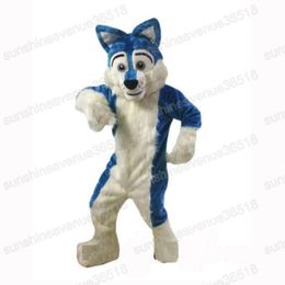 Halloween Long Fur Husky Dog Mascot Costume Cartoon Character Outfits Suit Carnival Festival Fancy dress Christmas Adults Size Party Dress