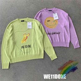 Purple Green We11done Sweater Men Women High-Quality Fashion Casual Knitted Welldone Sweatshirts T220721