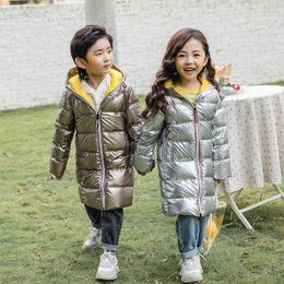 2020 New Autumn Winter Children Top Jackets Fashion Warm Boys Girls Long Outerwear Hooded Zipper Kids Thicken Jackets Unisex J220718