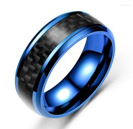 Wedding Rings Titanium Steel Black Carbon Fibre Fashion Ring Anel Masculino Mens Cool Jewellery Wynn22