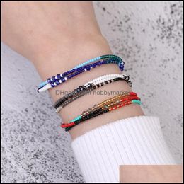 Bohemian Style Mtilayered Crystal Glass Beads Strands Bracelet Colorf Summer Beach Jewelry Drop Delivery 2021 Beaded Bracelets K8W1X