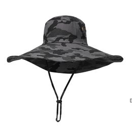 Camouflage Fisherman Hat Party Supplies Camouflages Caps Sport leaf Jungle Military Cap Fishing Hats Sun Screen Gauze Cowboy BBE13788