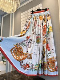 2022 Milan Fashion calendar cotton positioning print long skirt